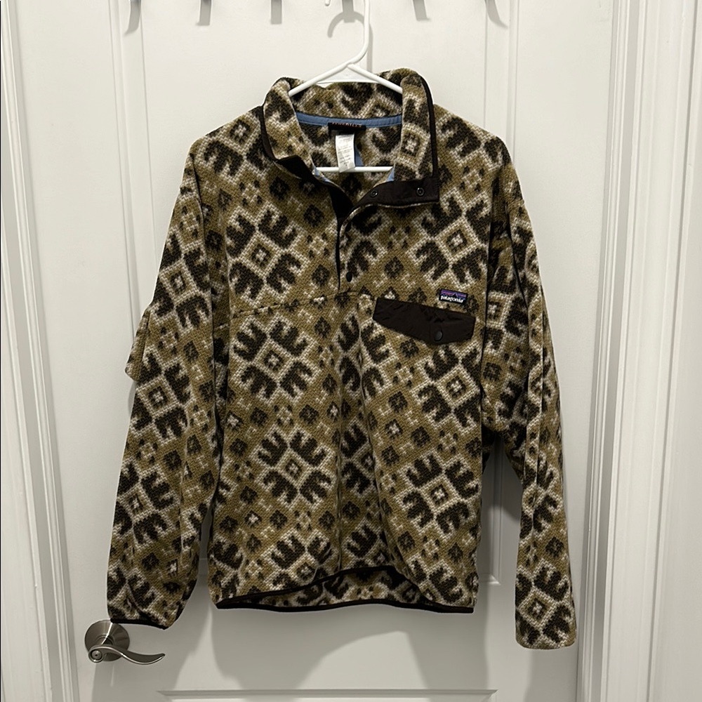 Patagonia Geometric Fleece Pullover - Brown and Black